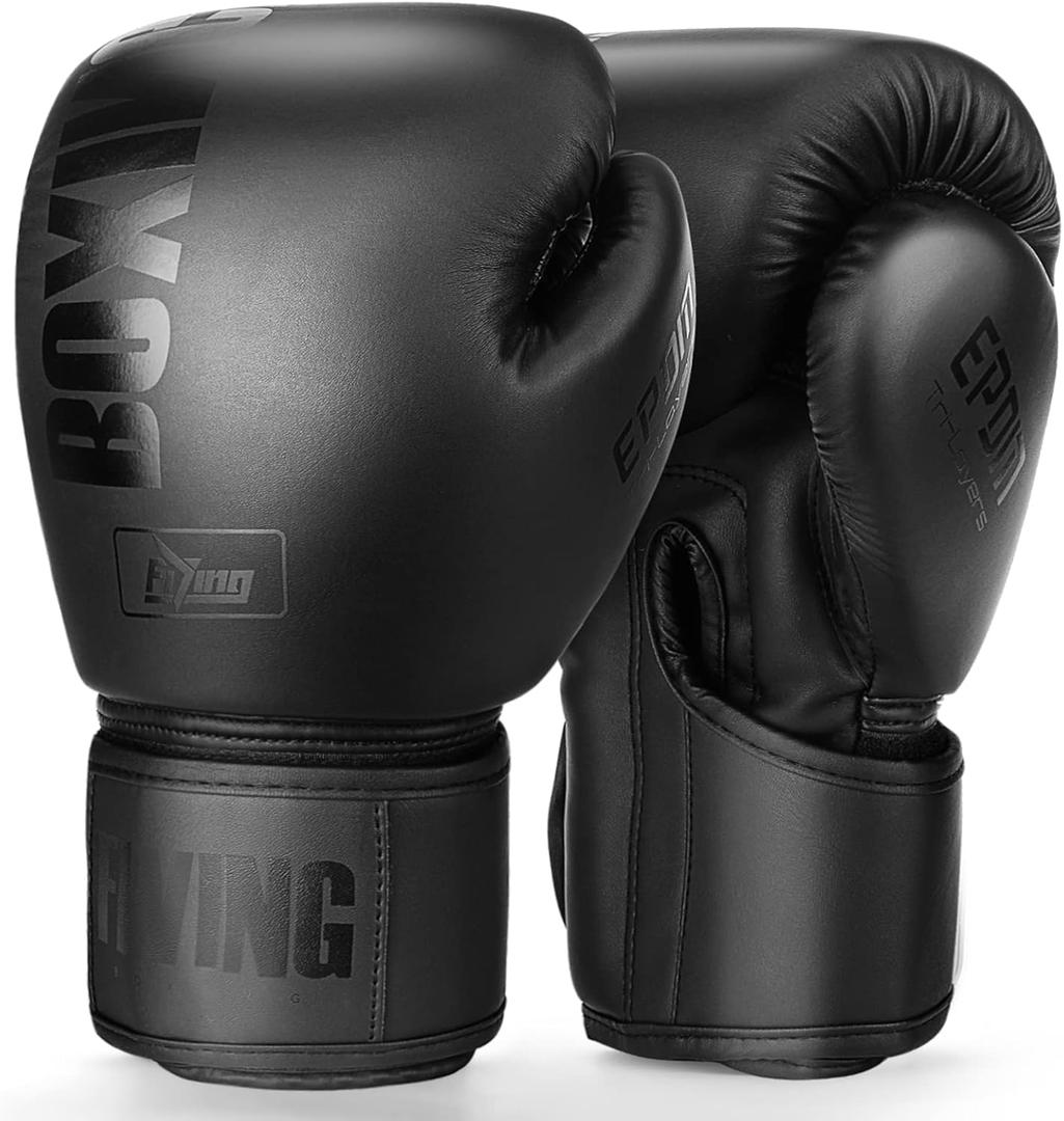 FIVING Boxing Gloves for Men and Women Suitable for Boxing Kickboxing Mixed Martial Arts Muay Thai MMA Heavy Bag Training (10oz, Black)