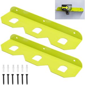 2 Pcs Metal Ry-obi 18V Battery Holder/Battery Wall Mount Rack for Ryobi 18V Bat-tery Storage with 3 Slots, Battery Mount Organizer with Screws and Dry wWall Anchors (Fruit Green)