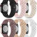 6 Pack Silicone Braided Compatible with Apple Watch Band 42mm 41mm 40mm 38mm 46mm 45mm 44mm 49mm for Women Men, Soft Breathable Sport Strap for iWatch Bands Series 10 9 8 7 6 5 4 3 2 1 SE Ultra