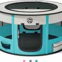 Dog Playpen Puppy Play Pen Indoors Pet Crate Small Dog Cage Portable Foldable Cat Kennel for Kitten Hamster Rabbit Bunny Guinea Pig with Collapsible Food Bowl Carrying Case (Cyan)