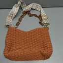 Herald Small Handmade Straw Pocketbook Crossbody Bag for Women, Summer Chic Woven Handbag Shoulder Purse with Chain