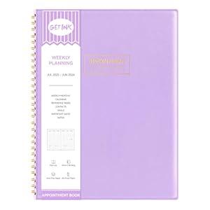 GETINK Appointment Book 2025-2026 Weekly Daily Hourly Planner 8.5"x11" Spiral Bound, Jul. 2025 - Jun. 2026, Laredule Appointment Planner 2025 with 15-Minute Increments, Flexible Cover, Purple