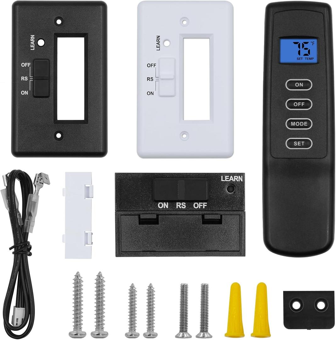 Upgrade Gas Fireplace Remote Control Kit, Millivolt Gas Valve Fireplaces and Stoves LCD Screen with Thermostatic, Compatible with Skytech, Majestic, Ambient, monessen, Vermont etc