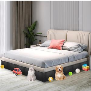 21 Pack Under Bed & Couch Blocker for Pets and Toys - 249" Length, 11.8" Height for One Side of Queen Bed | Includes Sticky Tape, Connectors & Zip Ties - Black