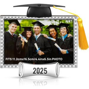 Graduation Picture Frame - 2025 Graduation Photo Frames with Bachelor Cap and Tassel, Graduation Gifts for Her Him College Keepsake Tabletop Display (Fit 4.4x6.5 Photos)