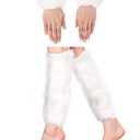 SATINIOR 2 Pairs Faux Fur Cuffs Furry Long Leg Warmer Wrist Boot Cuff(white)