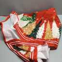 CROWNED BEAUTY Christmas Tree Skirt Collar 48 Inch Xmas Pine Trees Soft Farmhouse Holiday Decoration (Red & Green)