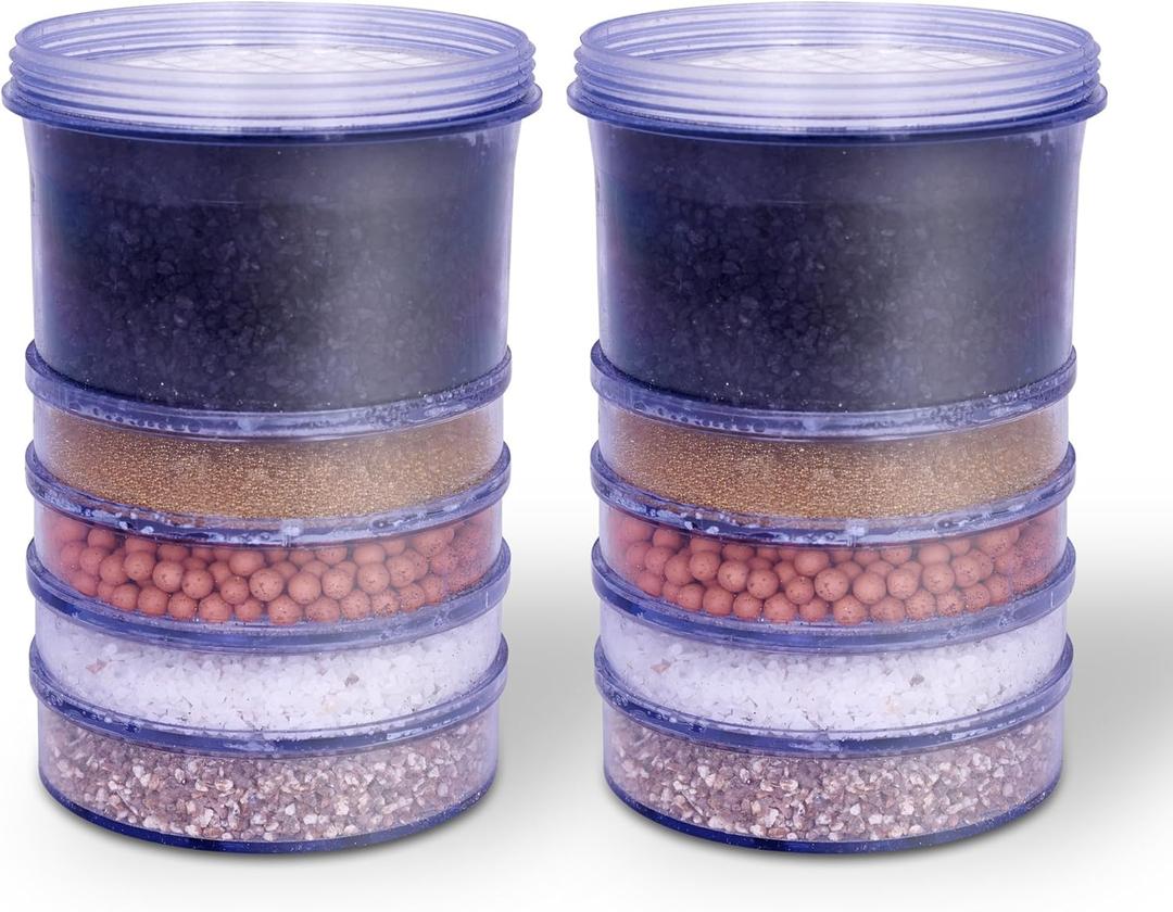 5-Stage Replacement Mineral Filter Cartridge for Countertop & Water Coolers. 5 layers of filtration & mineralization. Removes granular impurities to provide a brilliant sparkle in water (Set of 2)