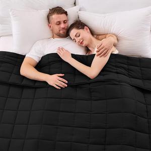 King Size Weighted Blanket for Adults (25 lbs, 80 x 87, Black) Cooling Heavy Blanket for Sleeping Perfect for 240-260 lbs, Breathable Blanket for Adults & Couple All Season, Machine Washable