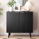 Fluted Buffet Cabinet Sideboard, Storage Cabinet, Modern Accent Cabinet Console Table for Entryway, Living Room, Black, 31 inches x 16 inches x 30 inches