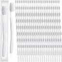 Tessco 500 Pcs Disposable Toothbrushes Individually Wrapped Soft Bristle Tooth Brush Set Travel Toothbrushes Bulk for Adults Oral Hygiene Dental Care Camping Guestroom Hotel (White)