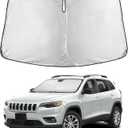 EcoNour Windshield Sunshade Compatible for Jeep Cherokee SUV (Not for Jeep Grand Cherokee) 2014-2021 2022 2023, 2026, Sun Visor for Front Window Sun Shade Cover, UV Heat Protector, Car Accessories