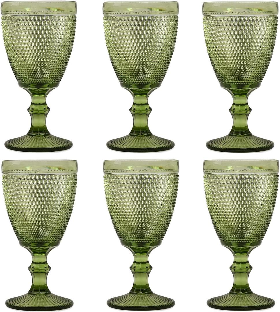 Bandesun Wine Glasses Set of 6 - Vintage Beads Goblet Glass Cup Classic Drinkware