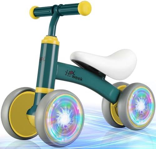 Colorful Lighting Baby Balance Bike Toys for 1 Year Old Boys Girls, 10-24 Month Toddler Balance Bike No Pedal,1st Birthday Girl Gift Ride on Toys for Toddlers 1-2 Boys, (Green)