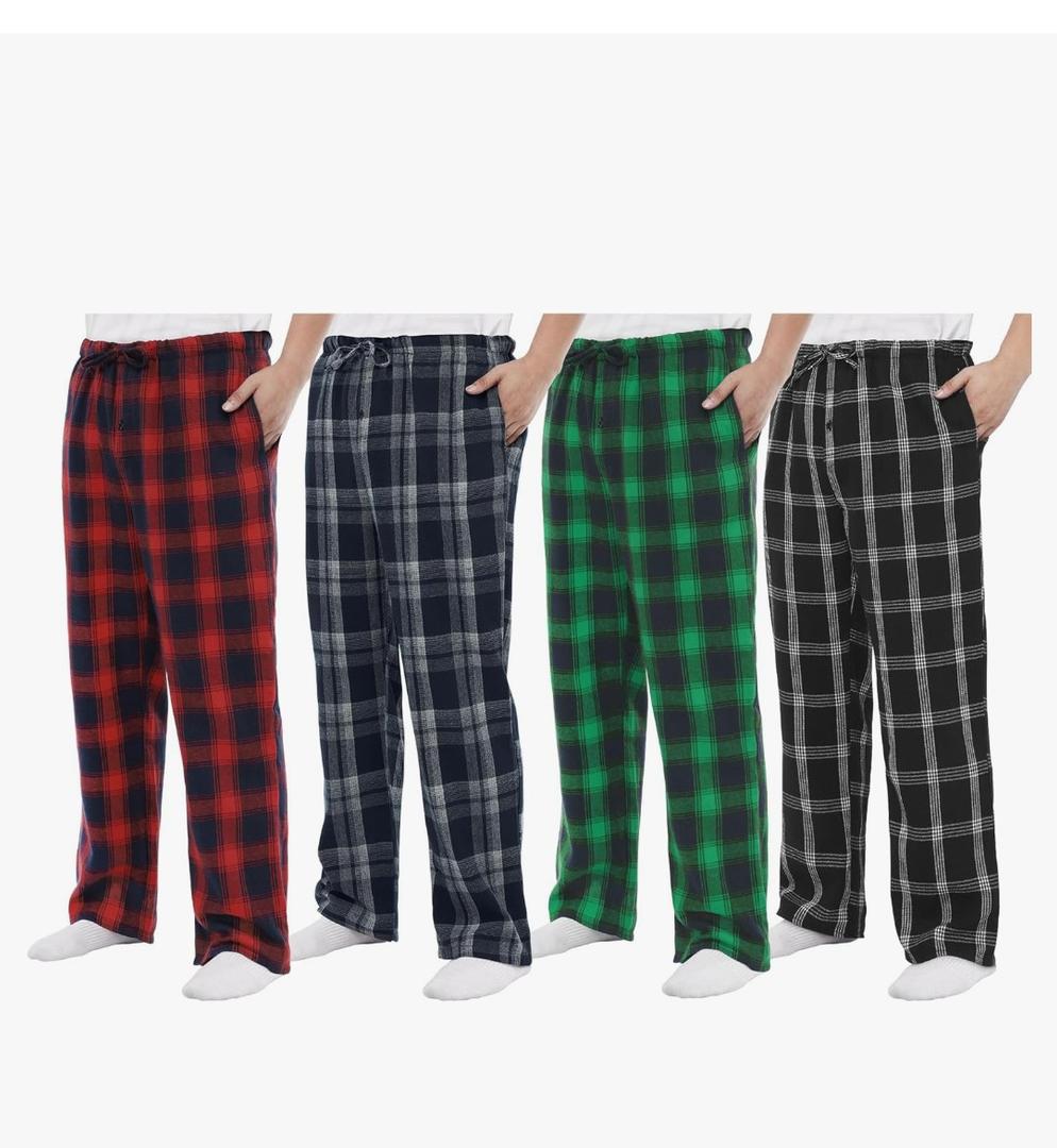 Motarto Men's Pajama Pants Flannel Plaid Pajama Sleep & Lounge PJ Bottoms Warm Sleepwear with Drawstring Pockets, XL
