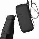 ESUFEIR Mini Sun Umbrella for Purse With Case, Small Compact UV Umbrella Travel Essentials, Lightweight Portable Parasol Windproof for Women Men Kids (Black)