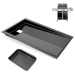 QuliMetal Grease Tray with Catch Pan for Weber Genesis 300 Series Gas Grills with Side Control Knob (2007-2010), Genesis E310, Genesis E320 Drip Pans Replace Weber #67767/ 67758 Genesis Grease Tray