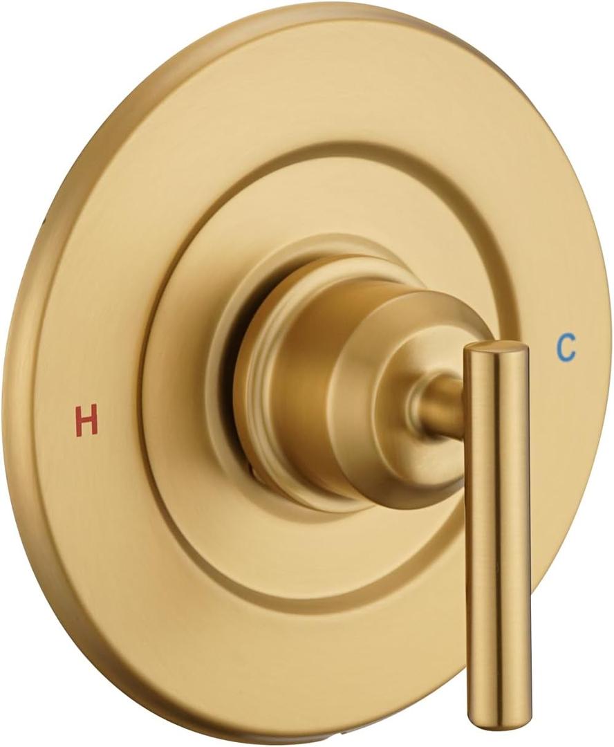 Replacement for Moen Gibson Posi-Temp Pressure-Balancing Valve Only Shower Faucet Trim Kit (Valve& Catridge Not Inclued), Volume and Temperature Control Level Handle (Brushed Gold)