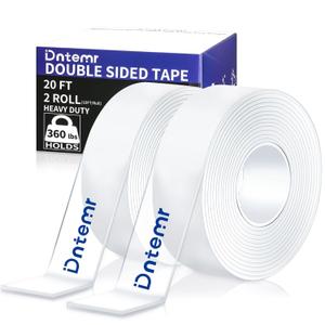Double Sided Tape Heavy Duty 2 Rolls Nano Tape (Total 20 Feet) for Poster Carpet Picture Hanging Strip Rug Strong Adhesive Multipurpose Clear Mounting Two Stick Sided DIY Tape 120" x 1.18"