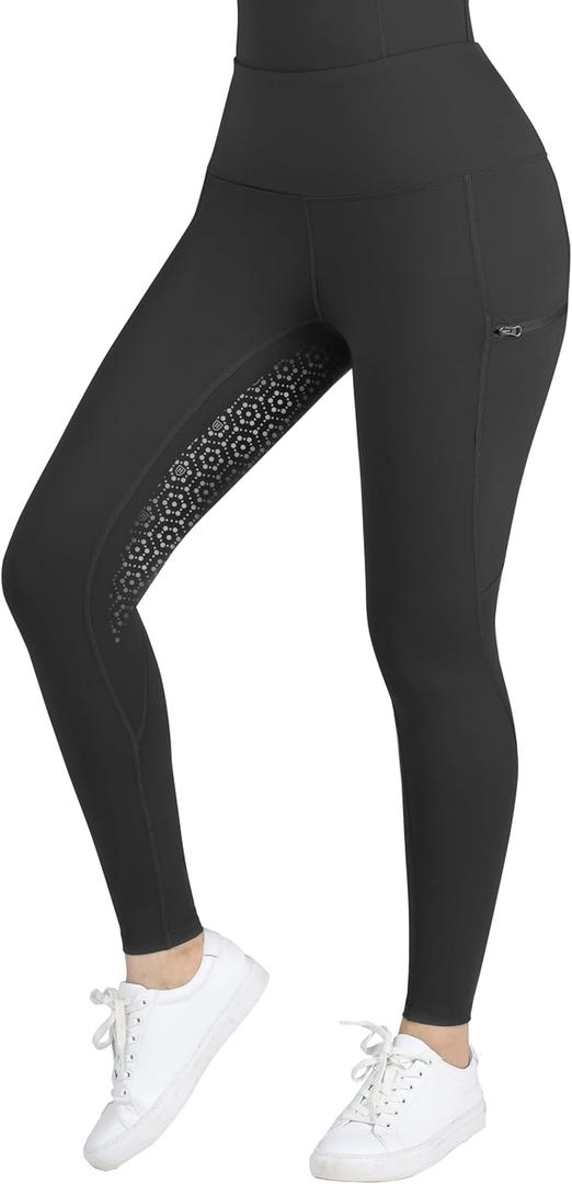 Harrison Howard Women's Horse Riding Pants with Zipper Pockets Equestrian Breeches Riding Breeches for Women (Black)