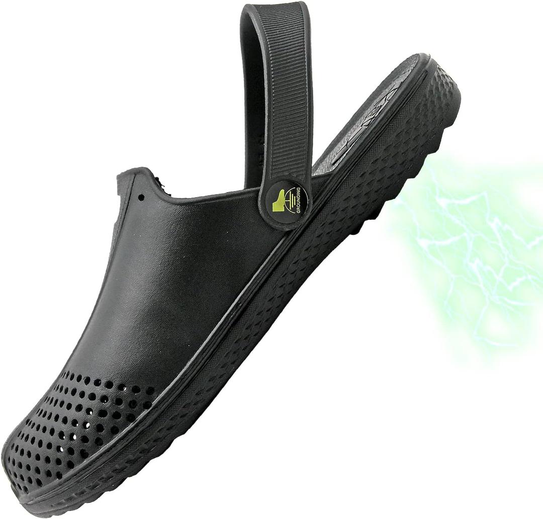 Grounding Clogs Earthing Shoes for Men Women Connecting to the Earth Grounded Therapy Slippers Sandal Unisex (Black), Size: 9 Women/7 Men