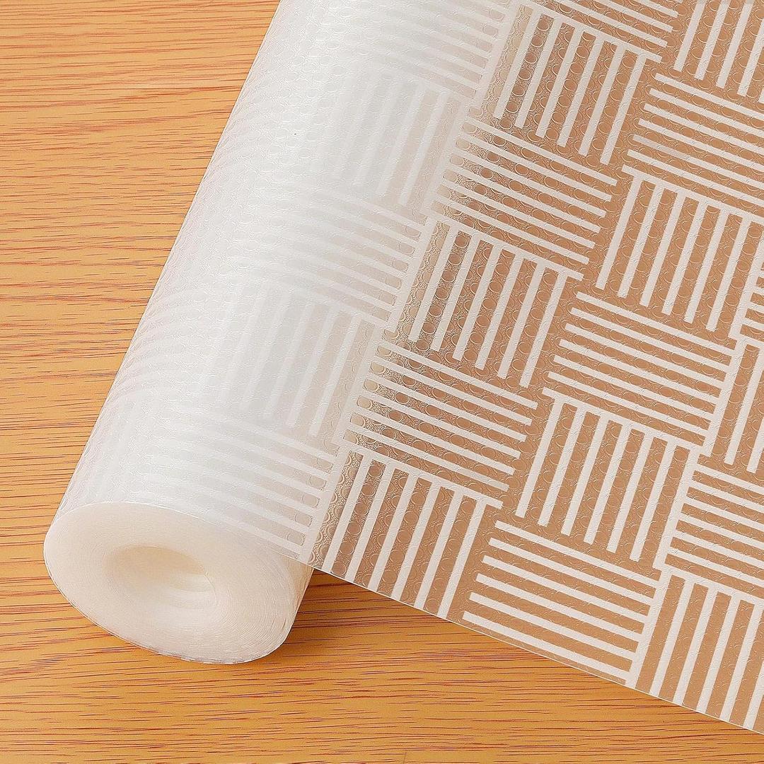 Cooyes Shelf and Drawer Liner for Kitchen Cabinets  Non-Adhesive, Waterproof, Non-Slip Cabinet Liners for Scratch Protection, Desk, Refrigerator, Shelves, Drawers with Modern Pattern (17.5"W x 78.7"L, Aurora White Grid)