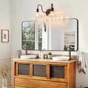 Vintage Bathroom Light Fixtures Over Mirror, 2-Light Black Wall Sconce Lighting with Flower Glass Shade, Farmhouse Vanity Lights for Bedroom Kitchen Living Room Hallway Light