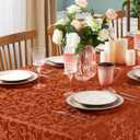 SiinvdaBZX Damask Rectangle Tablecloth, Luxury Jacquard Design Rust/Burnt Orange Table Cloth 60" x 102", Wrinkle Free Satin Polyester Table Cover for Dinner Party Banquet Holiday