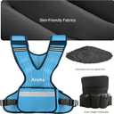 Adjustable Weighted Vest for Women & Men, 4-10lb/11-20lb/20-32lb Vest with 6 Ironsand Weights for Strength Training and Home Workout, Weight Vest with Reflective Strip for Running, Walking (Blue)