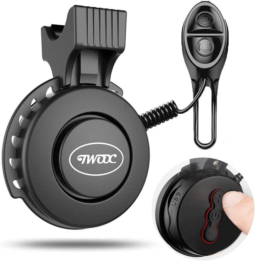 Electronic Bike Horn 120db Cycling Electric Bicycle Horn 4 Sound Modes with Rechargeable Battery Waterproof Bicycle Bell for Kids Boys Adults Mountain Bike/Adjustable (adjustable volume Black)
