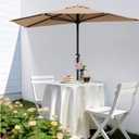 AreShark 9FT Half Patio Umbrella, Outdoor Wall Umbrella with Crank & 5 Sturdy Ribs, Table 1/2 Umbrella Patio for Garden, Deck, Balcony and Pool, Beige