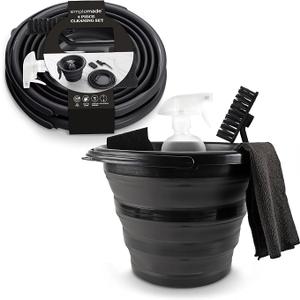 SIMPLEMADE Collapsible Bucket Cleaning Set - Includes 2 Foldable Buckets, Spray Bottle, Rag, Scrubbing Brush and Sponge - Holds Up to 10 liters, Easy Storage, All-Purpose Cleaning Solution