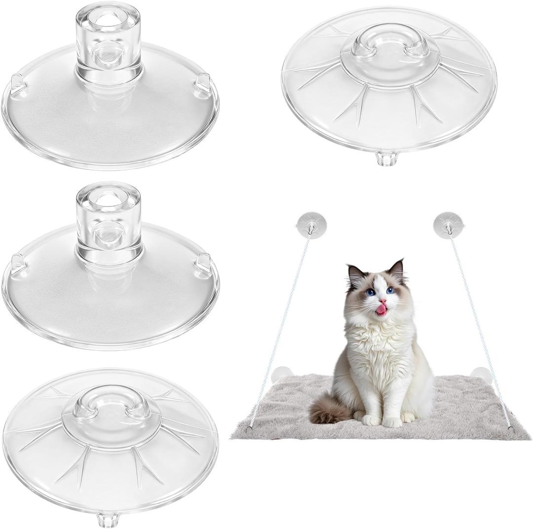 4 PCS Cat Window Perch Suction Cup Strong Cat Window Bed Seat Replacement Suction Cup Perch Powerful Cats Windows Bed Replacement Suckers for Hammock Hanging Pet Supplies Indoors,2 Styles