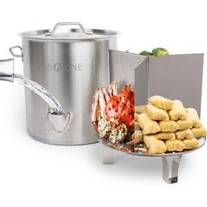 GasOne Stainless Steel Steamer – 40qt Steamer Pot for Cooking with Water Fill Spout, Rack, Divider – Steam Pot for Tamales and Crab Boil – Induction Ready