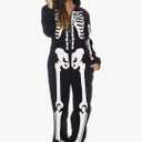 Just Love Skeleton Onesie Halloween Costumes for Women Adult - Comfortable Fleece Fabric with Cozy Hooded M