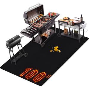 100x51 Inches Extra Large Grill Mat for Outdoor Grill - Fireproof Deck and Patio Protector, Waterproof and Oil-Proof Barbecue Grill Mat (Black)