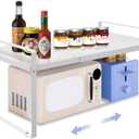 KOMOHOM Expandable Cabinet Shelf Organizer Rack 9 inch, Pantry Organizer Lengthen from 14” to 25” ， Large Kitchen Cabinet Storage Shelf Rack， Storage Organizer white，Spice Rack Expandable Shelves,