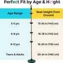 DECORLIFE Tree Swing for Kids, Adjustable Rope Swing Disc Swing for Outside with Platform Carabiners and Strap Outdoor, Playground Accessories, Green