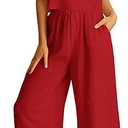 ANRABESS Women's Outfits Linen Pants Jumpsuit Matching Lounge Set Casual Summer Beach Vacation Trendy Clothes S