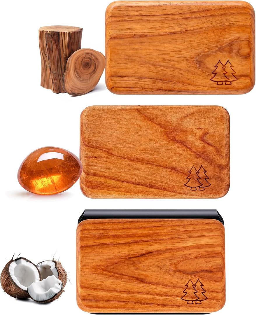 Natural Wooden Car Air Freshener for Visor Clip- Natural Teak/Cabana/Amber Scents, Long-Lasting Odor Eliminator with Metal Clip, 3 Refillable Wood Chips for Cars/Trucks/SUVs (pale yellowish beige)