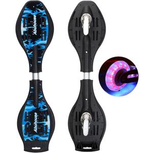 Simcat Caster Board, Skateboard with 360-degree Casters and Illuminating Wheels, Lightweight Durable Twistboard for Kids, Teenagers and Adults