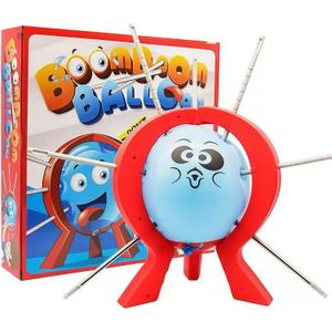 AALFA Balloon Pop Challenge Balloon Blast Party Game Family Fun Board Game with 10 Balloons, 9 Sticks, Dice, Stand, Red Frame