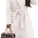 IDEALSANXUN Womens Long Wool Coats Fall Winter Open Front Trench Coat Peacoat with Self Belt Size L