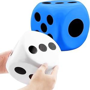 Cotiny 2 Pack 8 Inch Jumbo Foam Dice Soft Funny Giant Dice Cubes with Number Dots for Classroom Games Math Teaching Party Games Family Fun (Color Style 2)