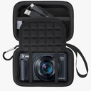 Lacdo Camera Carrying Case for Canon PowerShot SX740 / SX730 / SX720 / SX620 Digital Camera Protective Storage Trave Bag, Mesh Bag Fits Batteries, Cable, Memory Card, Card Reader, Black+Black