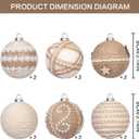 12PCS Christmas Ball Ornaments, 3.14"/80MM Boho Shatterproof Christmas Tree Hanging Ball Decorations, for Home Indoor Farmhouse Xmas Vase Bowls Filler Centerpiece Rustic Decor