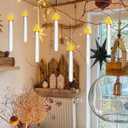 Floating Candles with Remote, 10 PCs Hanging Candles, Flickering Warm Light Flameless Floating LED Candle, Battery Operated Window Taper Candle Set for Halloween Home Party Decoration-White