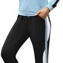 Marvmys Women's 2 Piece Tracksuit Set Full Zip-Up Hoddie Sweatsuits Color Block Jogging Suits with Pockets, Small Light Blue