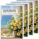 24x36 Poster Frame 4 Pack, Textured White Solid Wood Picture Frame, Wall Hanging