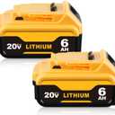 2PACK 6000mAh Lithium ION Replacement for DeWalt 20V MAX Battery DCB204 DCB206 DCB203 DCB200 DCB201 DCB181 DCB180 Compatible with Dewalt 20v Tools
